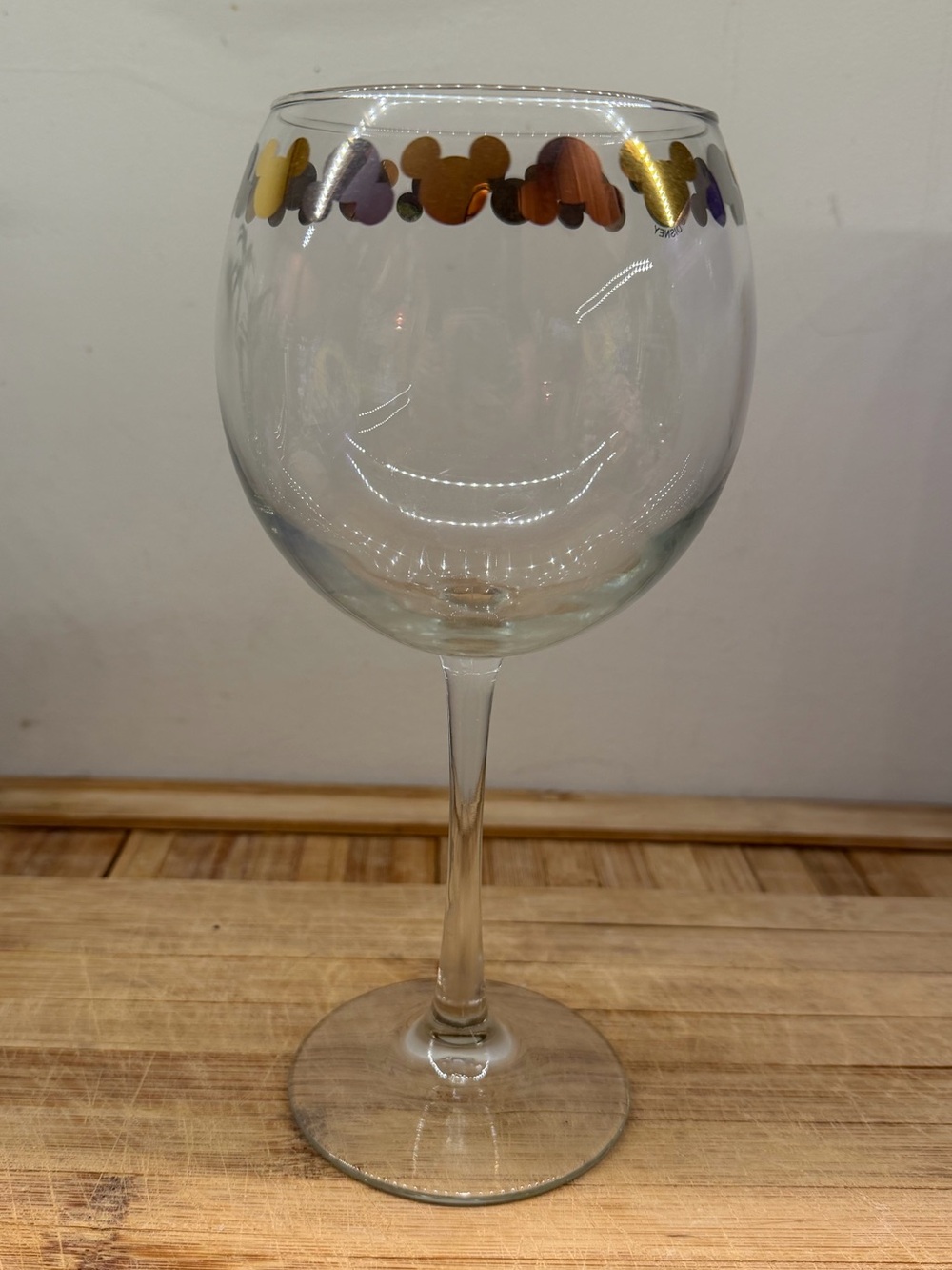 Disney Parks Mickey Mouse Silver Gold Icon Stemmed Wine Glass